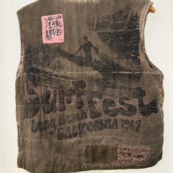 Magnolia Pearl Green Surf Fest Vest with Graphic Print and Embroidery - Picture 2 of 5